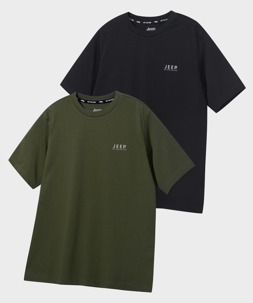 JEEP [2Pack] 190G Single Airgram Muscle Fit Short Sleeve T-Shirt (Jq5Tsu152Bk)