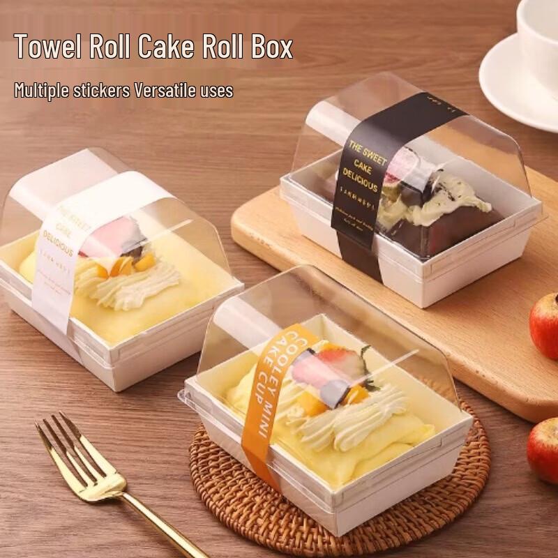 Rolled Cake Packaging Box with Anti-Fog Clear Lid
