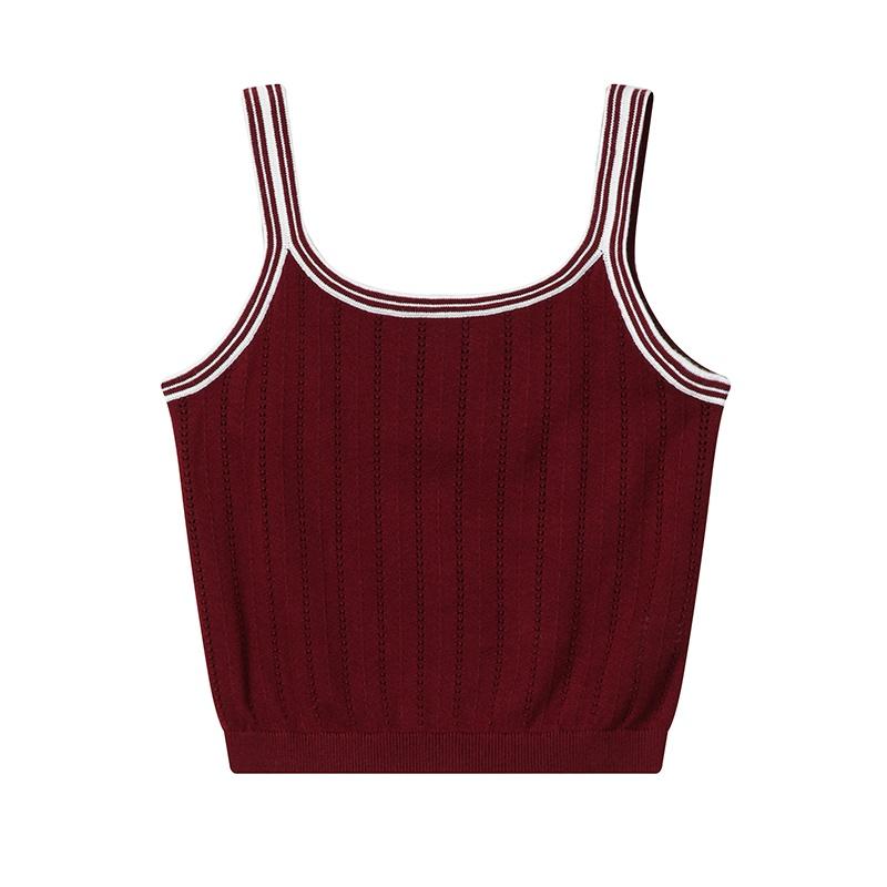 Fila Наследие Простой Мода Ретро Классический Повседневный Универсальный Удобный Облегающий Вязаный Жилет Женские топы Песочно-красный F11W618102FWI S