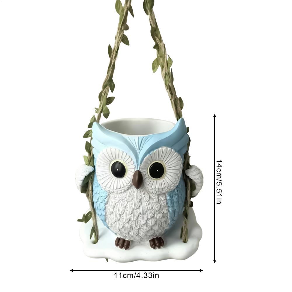 

Cute Plant Pots Swing Owl Resin Home Decor Owl Planter Small Plant Pots For Indoor Outdoor Garden Patio Porch Bedroom Living синій
