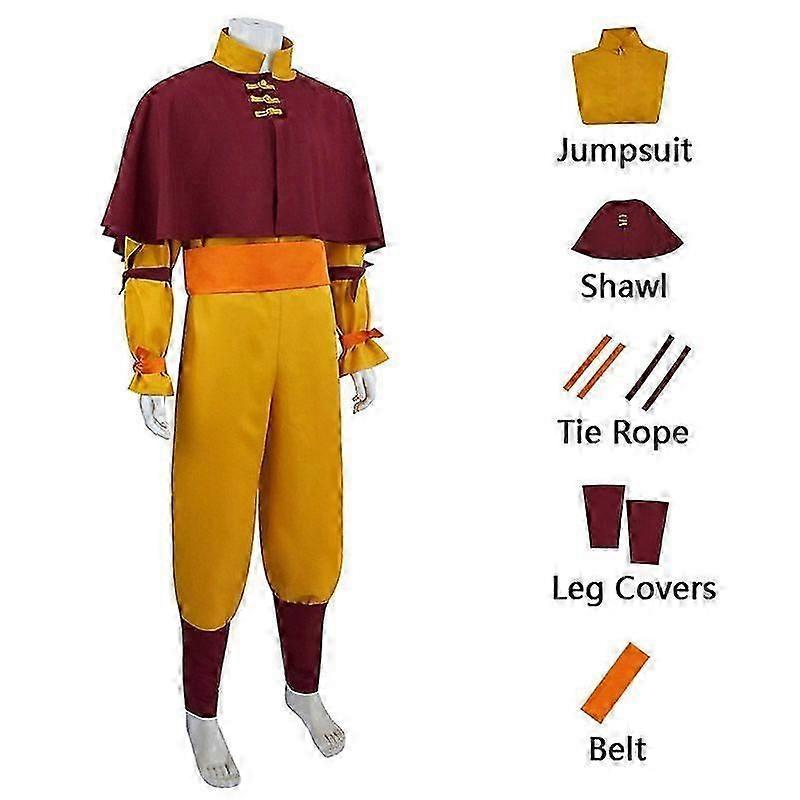 Aang Cosplay 5-Piece Set Anime Costume Halloween Disguise Carnival Party Costume for Adults - XN