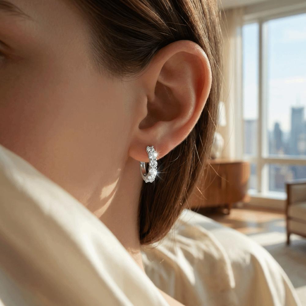 Temperament Crystal Studded Earrings Minimalist Plain Round Earrings Small Hoop Earrings  Wedding