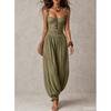 Womens Lace Trimmed Sleeveless Wide Leg Jumpsuit 2026 Boho Chic Romper In Gray Cream White Green Black Brown