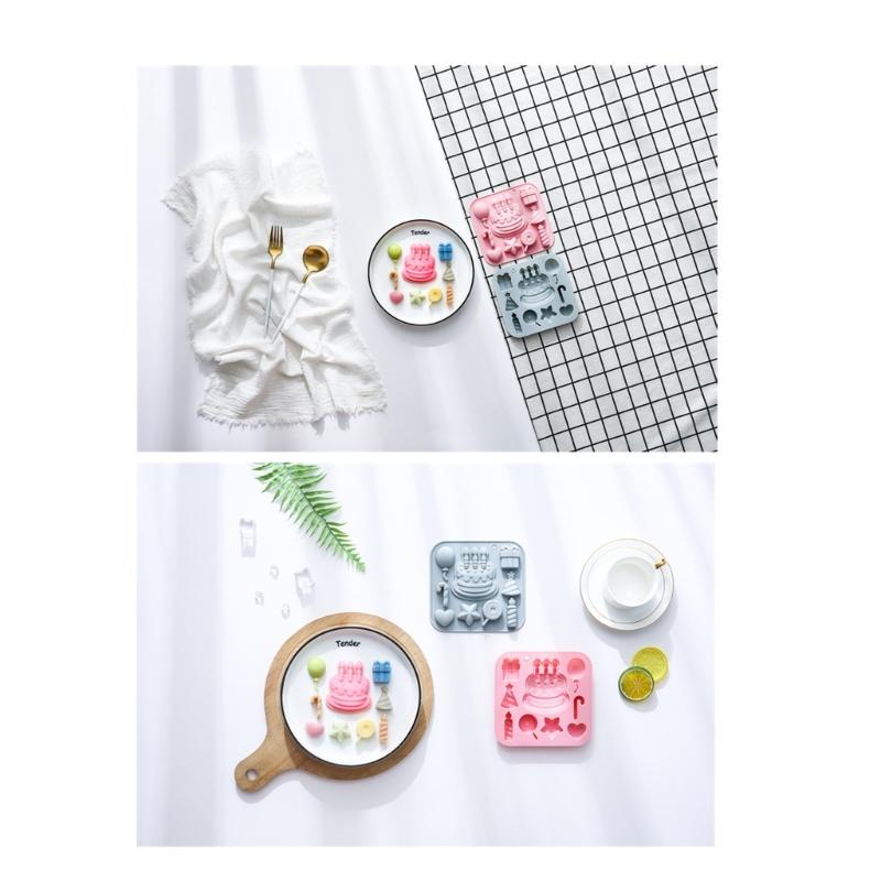 Creative Silicone Baking Mold with Balloon Candle and Cake Decorations for Fun Celebration and Simple Release