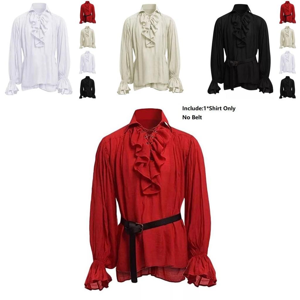 Classic Men Medieval Renaissance Pirate Shirt With Long Sleeve Stylish Design