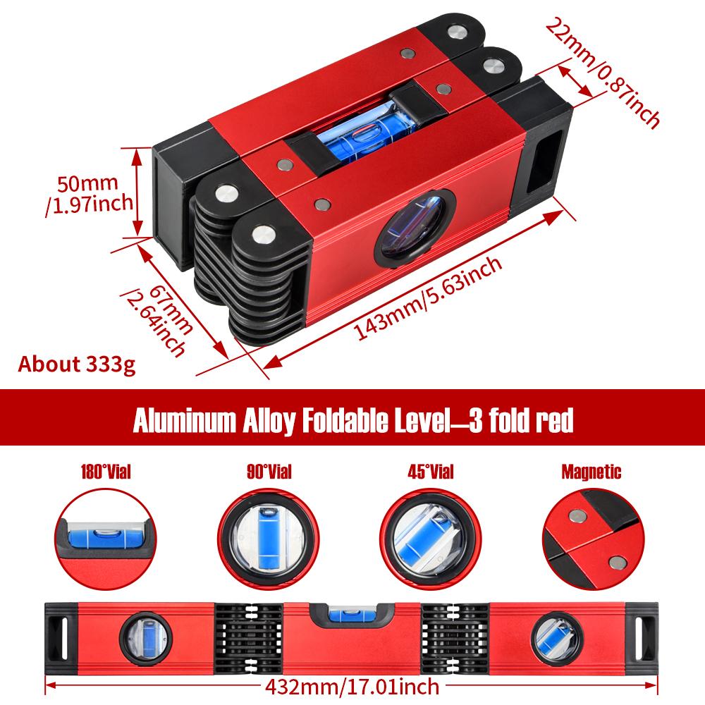 Magnetic Level Tool Foldable Level Ruler Precise Protractor Mini Spirit Leveler Angle Finder Construction Woodworking Measure