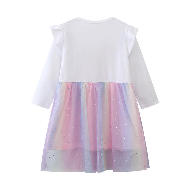 2025 Spring-Autumn Girls' Mesh Dresses: European & American Style, Cross-Border Children's Clothing