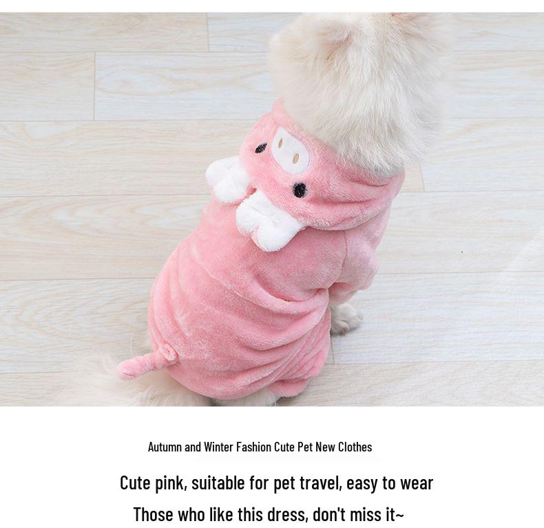Pig Plush Fleece Costume for Cats & Small Dogs - Autumn/Winter Apparel