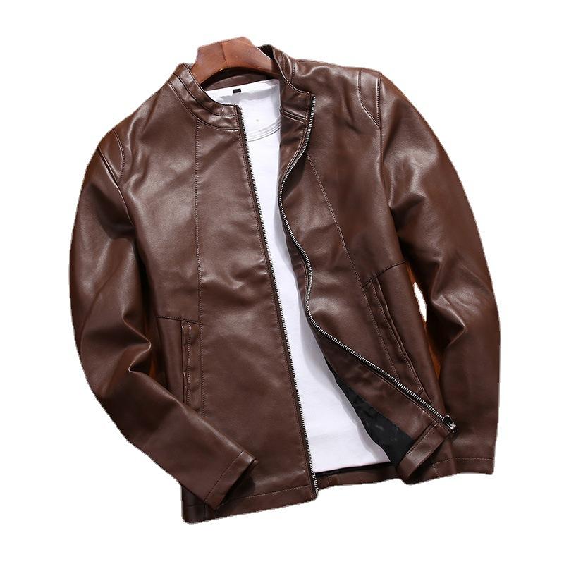 Men's Large Size Leather Jacket, Men's Autumn Stand Collar Leather Jacket, Men's Trendy Leather Jacket, Men's