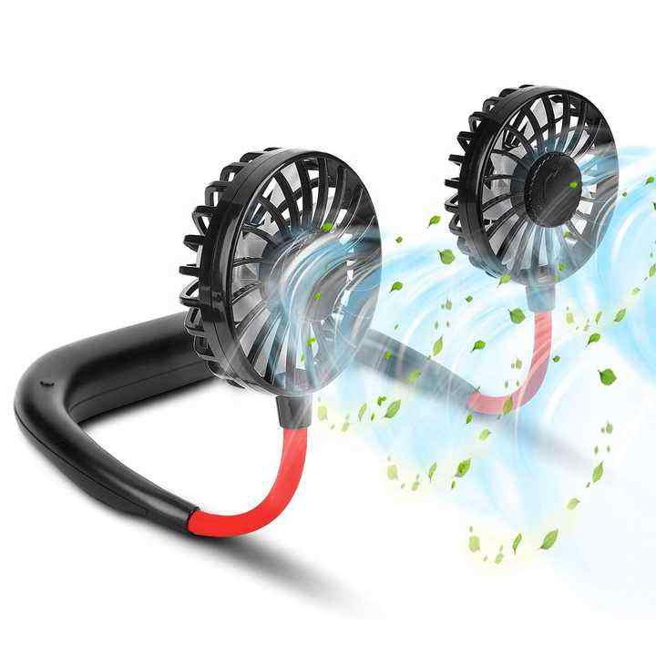 Travel Portable Neck Fan Usb Personal Mini Lazy Person Fan 360 Degree Rotation Cooling Wearable Fan with Electric Power Source