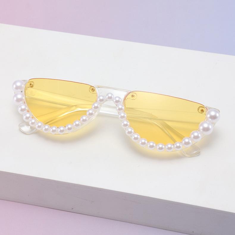 Love Sunglasses Heart-Shaped Pearl Sunglasses Women'S Candy-Colored Glasses Peach Heart Marine Slices Ins Cute