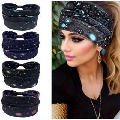 Böhmen Frauen Kopfbedeckung Stretch Turban Haar Zubehör Kopfbedeckung Yoga Run Bandage Haarbänder Stirnbänder Breites Kopftuch