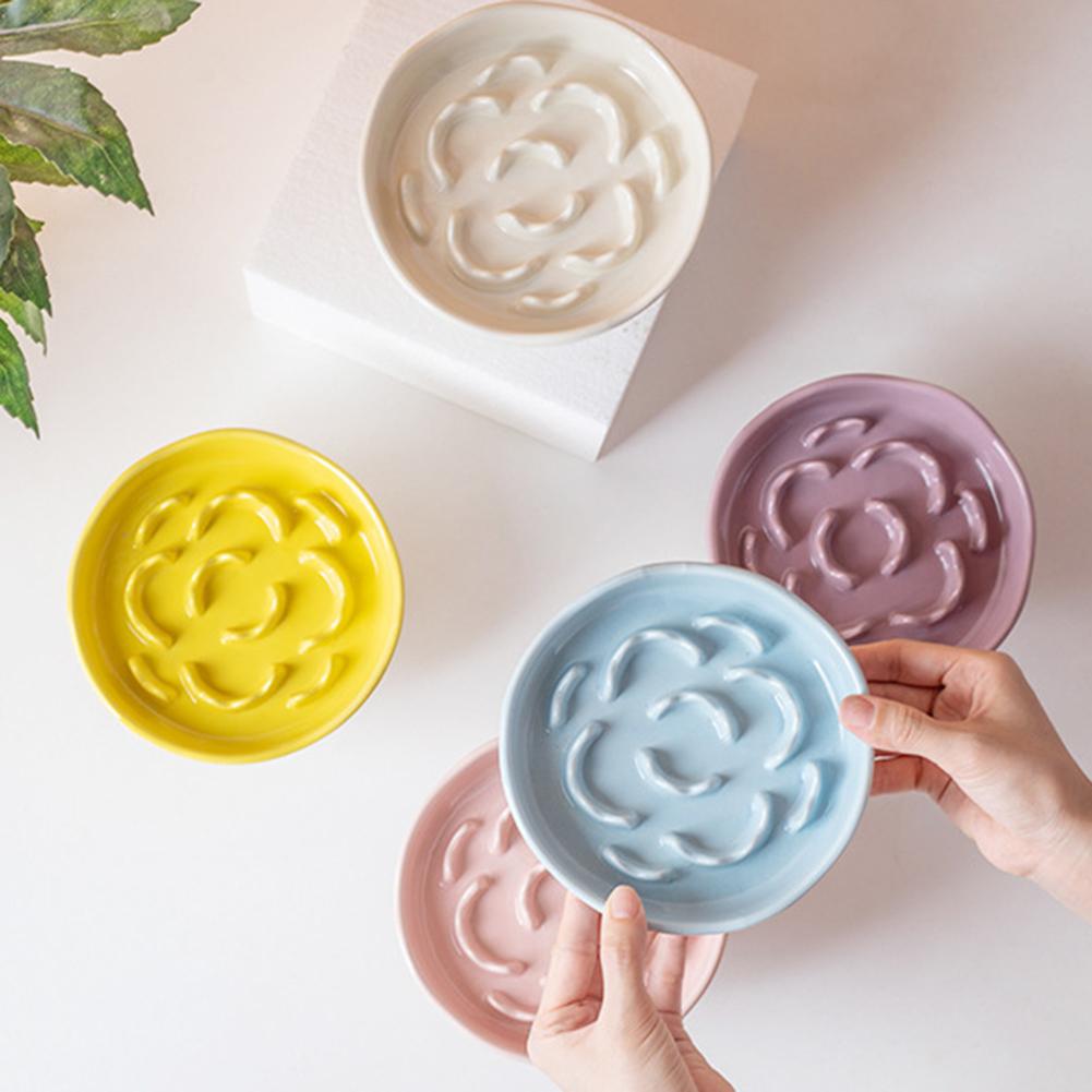 High Ceramic Slow-Feeding Food Bowl Scientific Slow-Eating Design For Digestion Modern Minimalist Home Decor Aesthetic