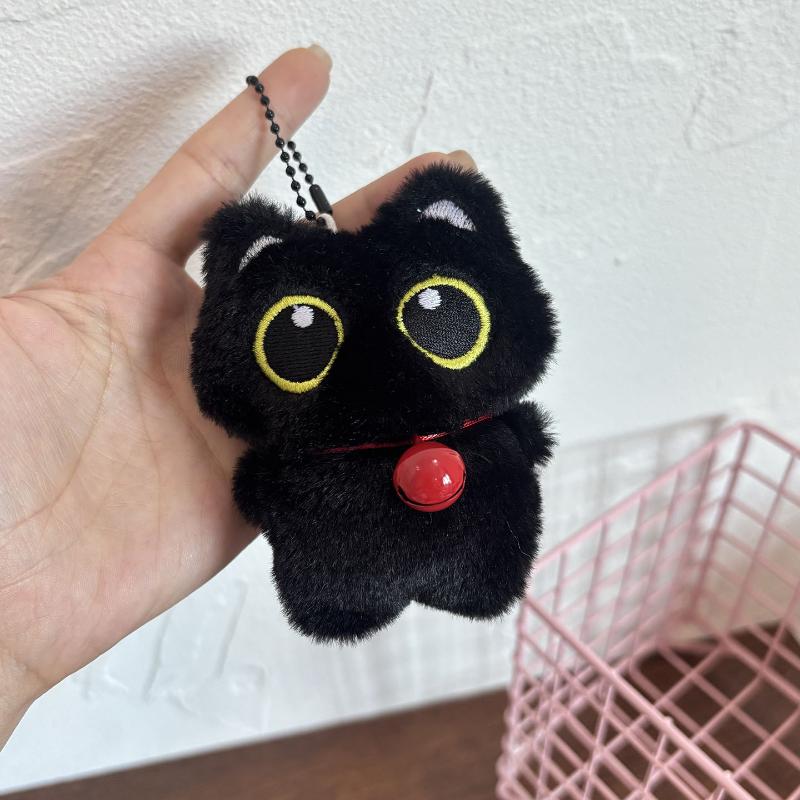 

Милий мультяшний плюшевий чорний кіт Брелок Підвіска на сумку Прикраса Каваї Плюшева лялька Іграшка Брелок для ключів машини Аксесуари Подарунок для пари
