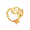 European Geometric Stainless Steel Open Ring: Gold-Plated Intersecting Design for Women