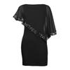Women's Fashion Plus Size Irregular Sequin Splicing Strapless Chiffon Round Neck Dress