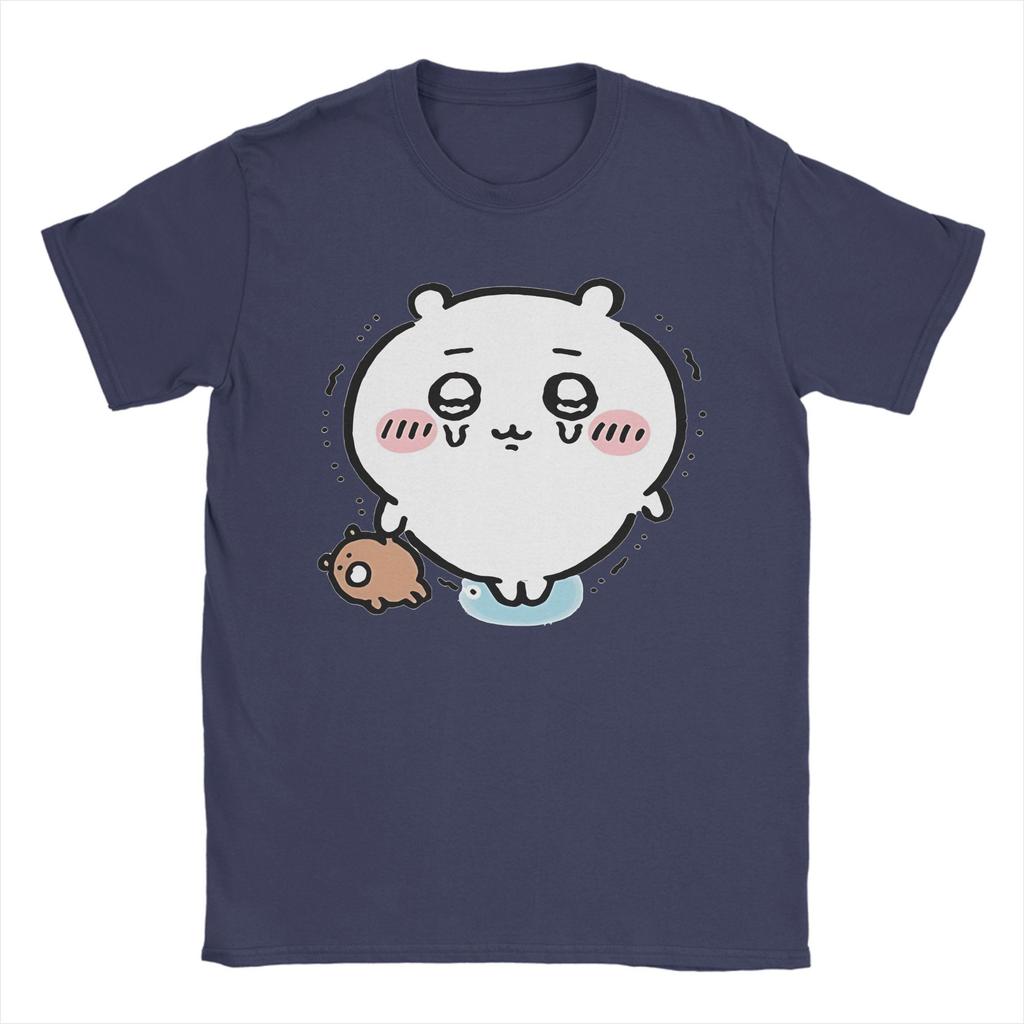 Men's Chiikawas Crying Cute Bear T Shirts  Pure Cotton Clothing Novelty Short Sleeve Crew Neck Tees Plus Size T-Shirts
