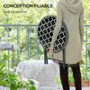 Folding Coffee Table, Tempered Glass Top, Metal Pattern, 45 x 50 cm, Black