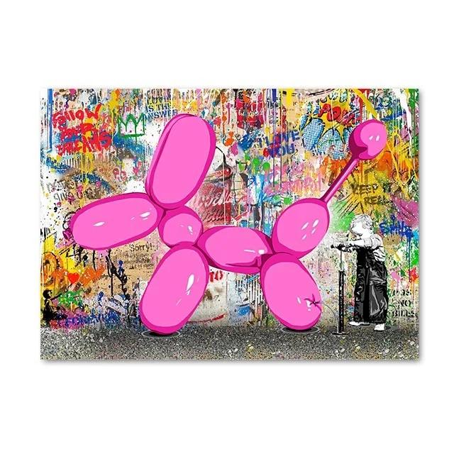 Balloon Dog Graffiti Pop Art Canvas Painting Cartoon Poster Prints Graffiti Puppy Abstract Street Wall Art Painting Home Decor
