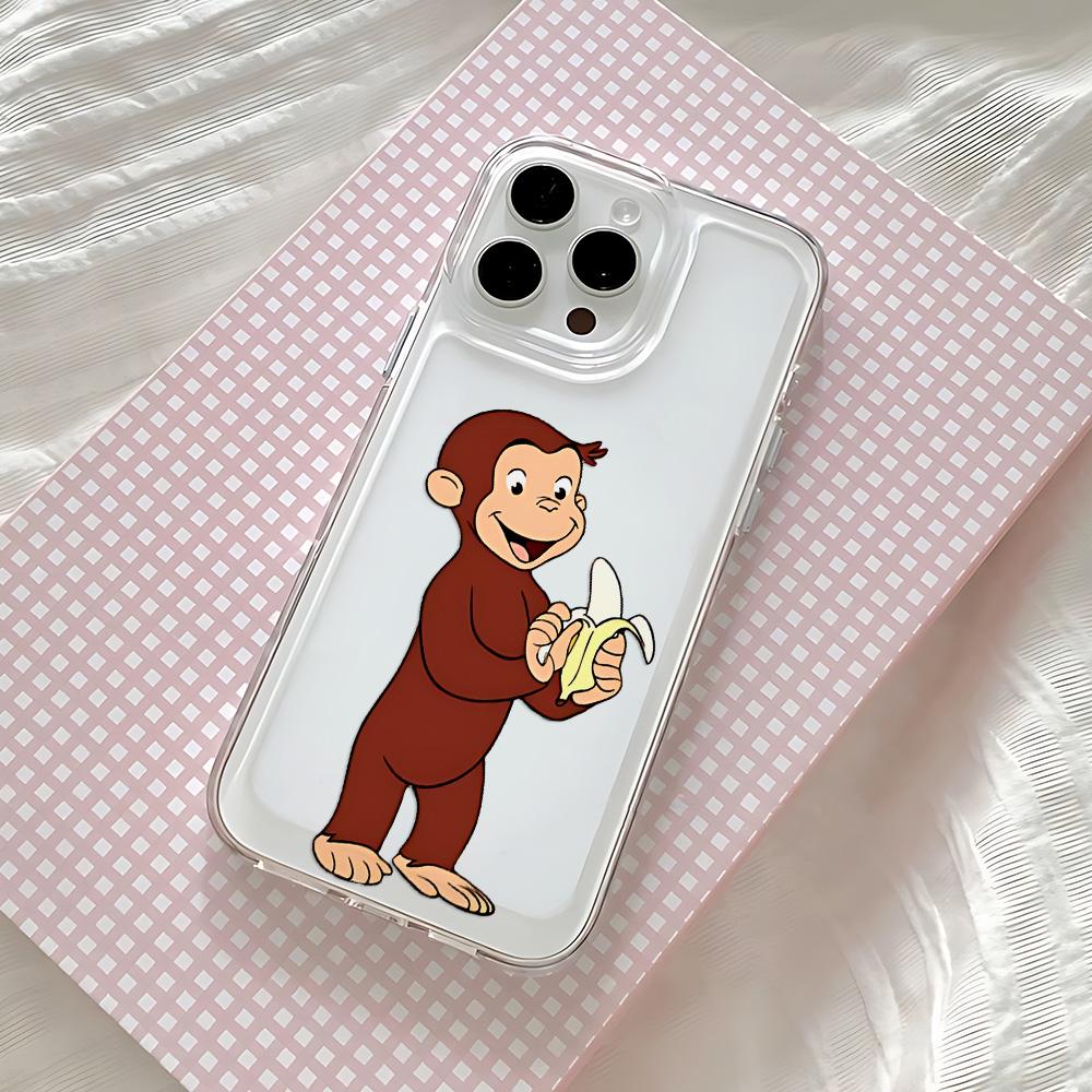Tongue Sticking Monkey Phone Case For iPhone 17 16 16e 15 14 13 12 11 Mini Pro Max X XR XSMax 8 Air Plus Transparent Back Cover