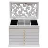 Wooden Jewellery Box with 6 Layers White Jewellery Organizer for Women Necklaces Earrings Rings Hair Clip