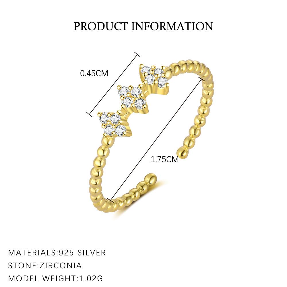 

925 Sterling Silver Geometric Water Droplet Zircon Open Ring for Women Fashionable Exquisite Jewelry Gifts