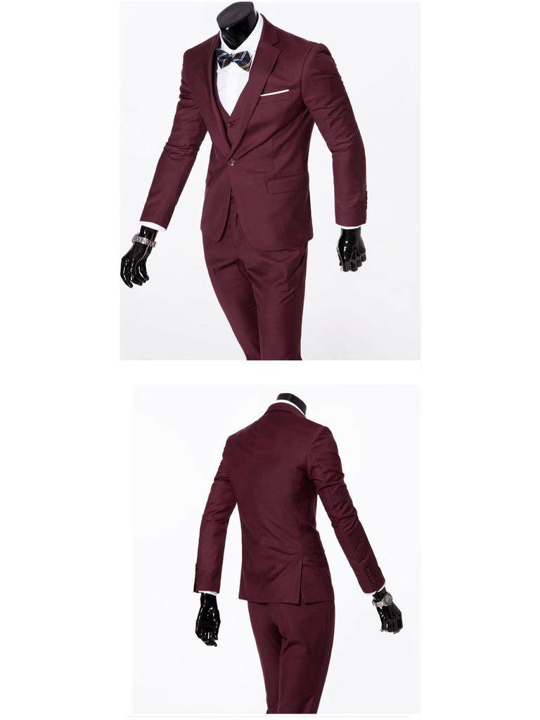 Men's Slim Fit Three-Piece Suit - British Casual Business & Wedding Style
