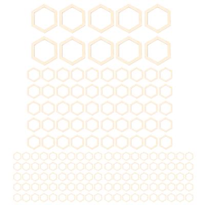 205 Pezzi Esagonali di Legno Intagliato 5 Misure Leggero Durevole Inodore Pezzi di Legno Vuoti per Decorazione