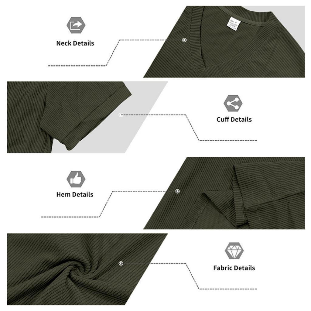 Men's V Neck Short Sleeve Knit Top Lightweight Ribbed Pullover Soft Texture Casual Classic Fit Summer Shirt