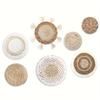 7pcs Decorative Wicker Wall Decor Round Hand Hanging Rustic Flat Wall Art for Farmhouse Living Room Bedroom Display Kitchen Home