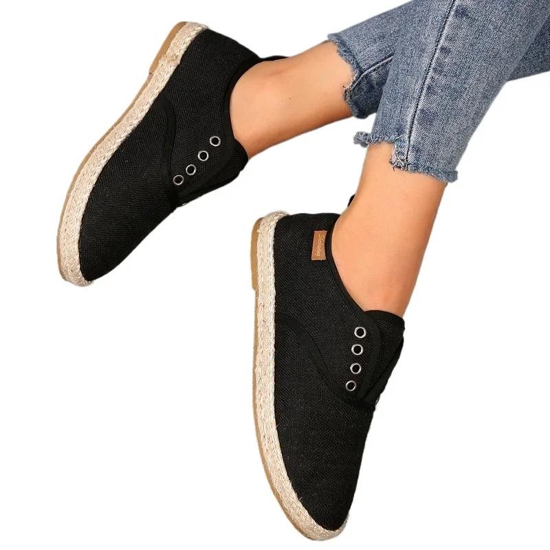 Large Size Ladies Shoes On Sale 2024 Slip On Women's Flats Outdoor Casual Flats Women Round Toe Print Soft Bottom Shoes Female