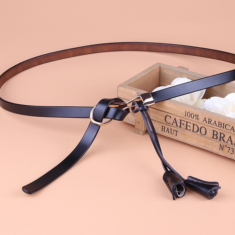 Genuine Leather Womens Fashion Belt With Alloy Buckle And Tie Closure For Office Style