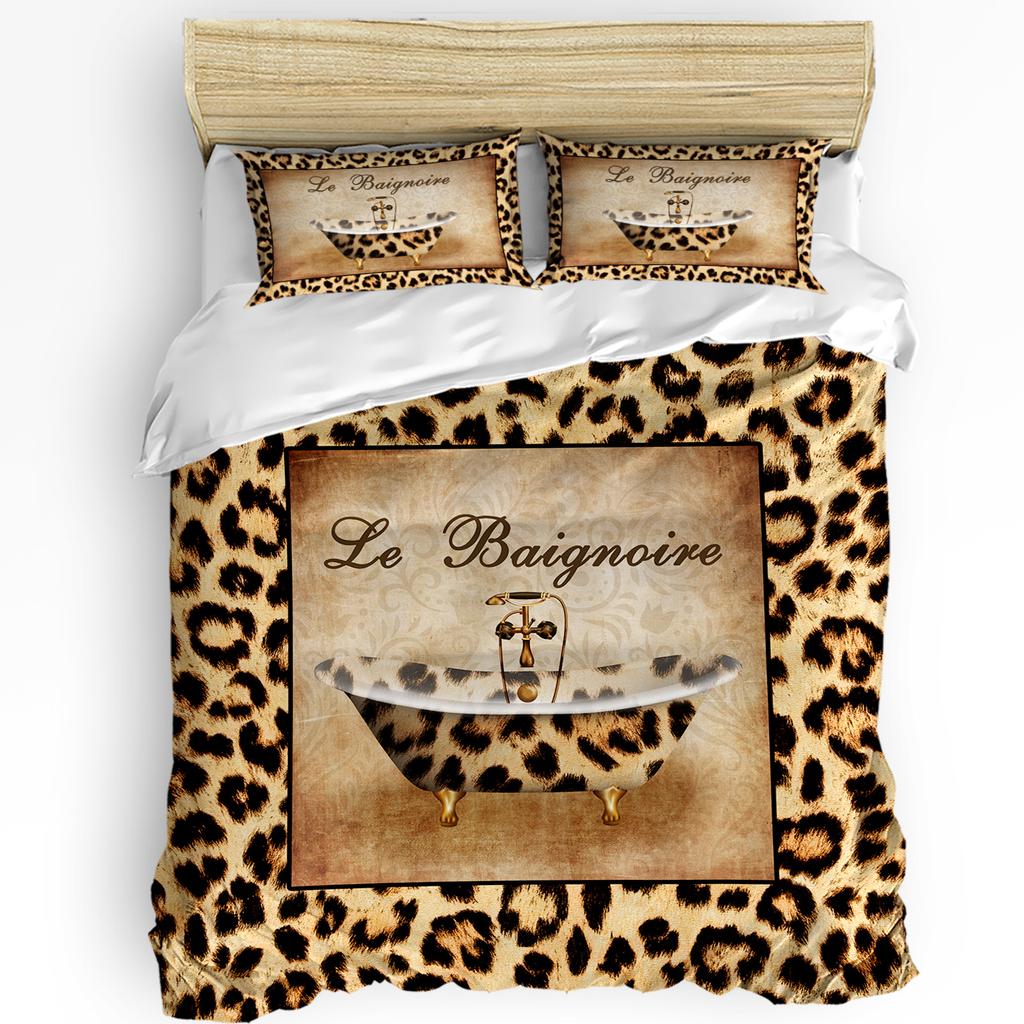 Leopard Print Animal Skin Texture Dressing Table Duvet Cover With Pillow Case Bedding Set Quilt Cover Double Bed Home Textile