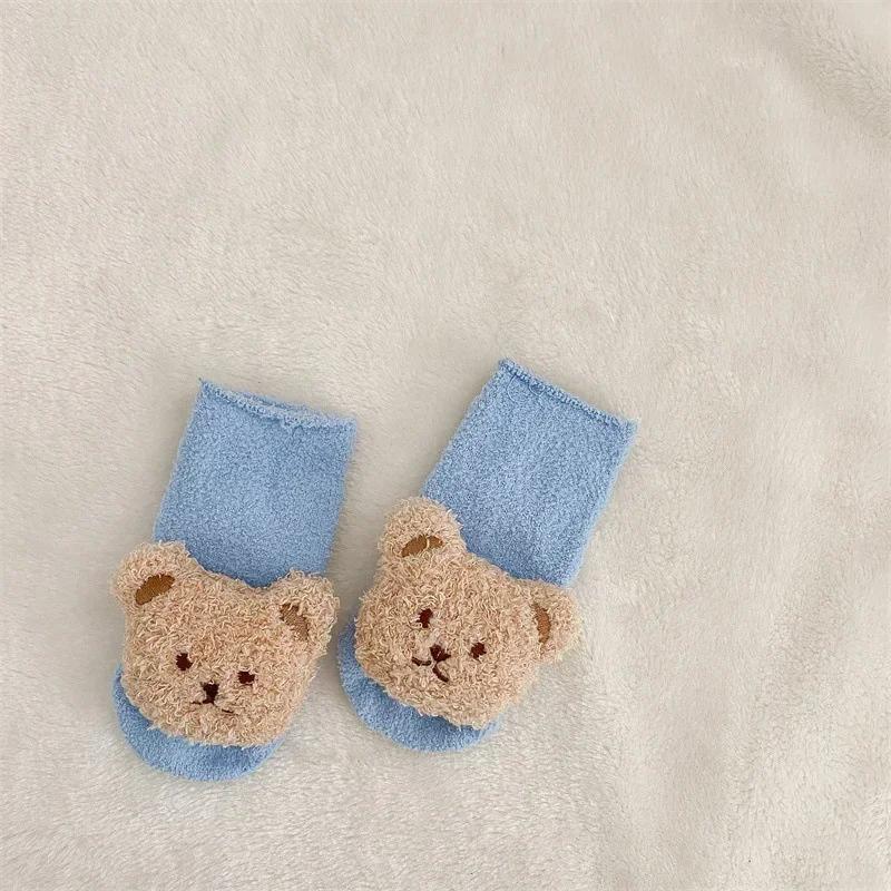 Cartoon Bear Baby Socks Girls Boys Newborn Anti Slip Soft Warm Winter Autumn Toddler Indoor Floor Thick Socken Infant Stockings