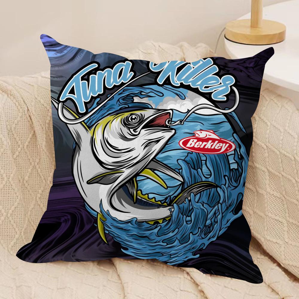 Popular Fishing B_Berkleys Cushion Cover Soft Plush Fabric Double-Sided Printed Sofa Cushion Cover for All Seasons Home Decor