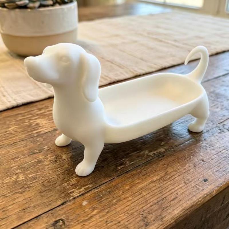 3D Sausage Dog Jewelry Storage Tray Multifunctional Resin Organizer for Watch Key Phone Glasses Home Vanity Desk Decor
