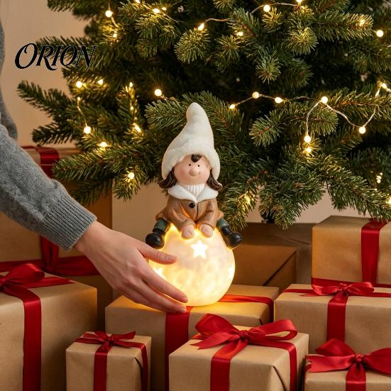 Unique Holiday Gift Ideas Christmas Luminous Ornament, Durable Resin with Warm LED Light Design, Whimsical Home Accents Add Festive Atmosphere