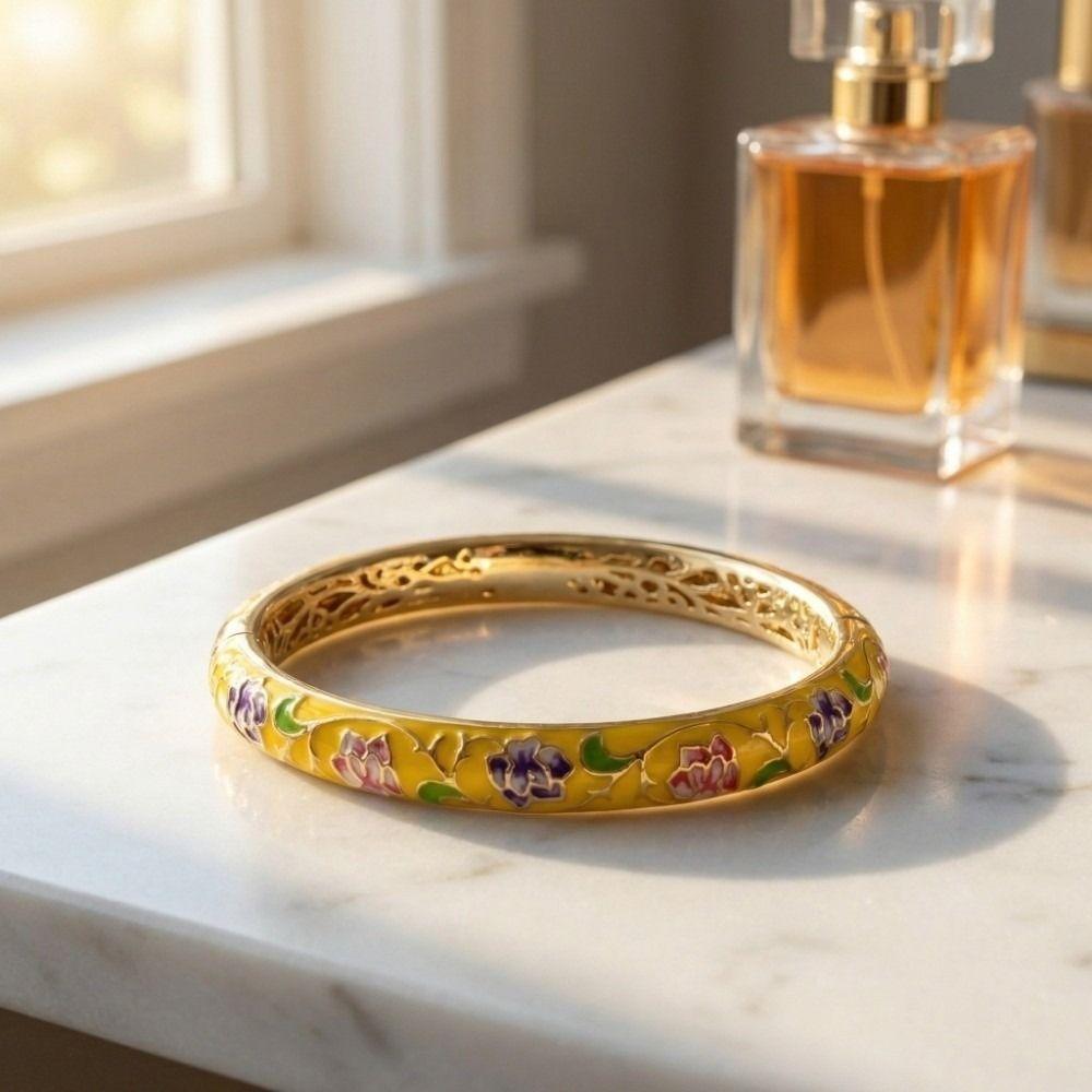 Tradiční Vintage Cloisonné Náramek Smaltovaný Dámský Náramek na Ruku Šperky Dárky