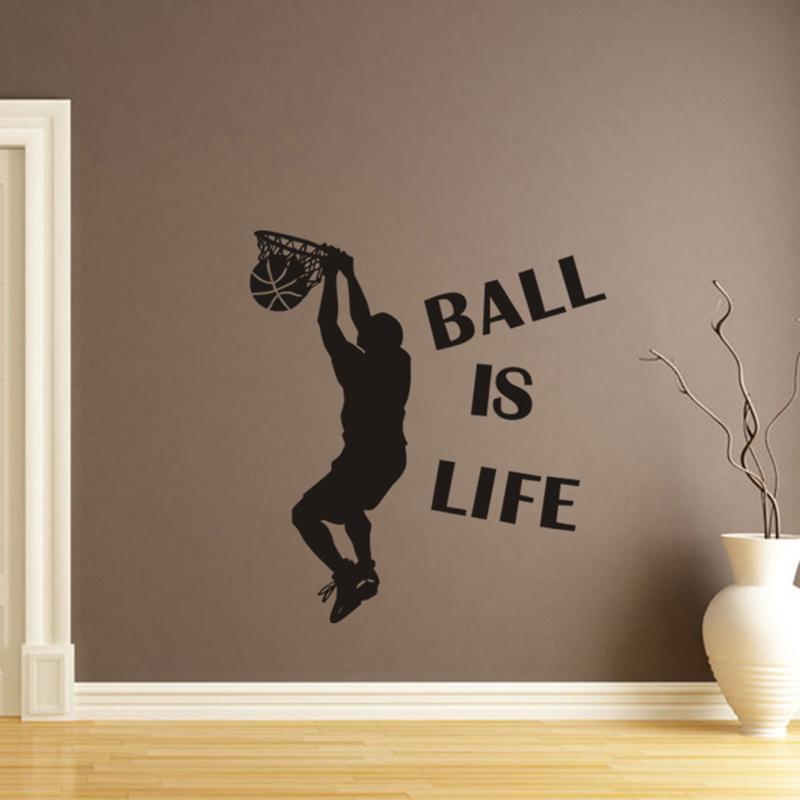 Wall Sticker Ball Is Life Sport Playing Basketball Mural Decor Waterproof Decal