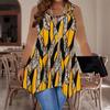 Women's Fashionable Casual Sports Double-ring Vest, Large-sized Tank Vest with Geometry Printed Patterns, Irregular Hem, Elegant and Simple