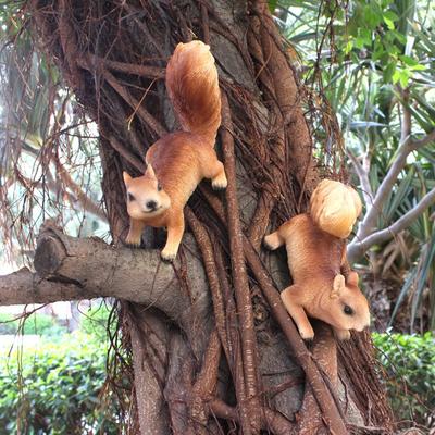 Simulated Squirrel Figurine Set, Resin Courtyard Garden Decoration, Outdoor Garden Tree Ornaments and Pendants