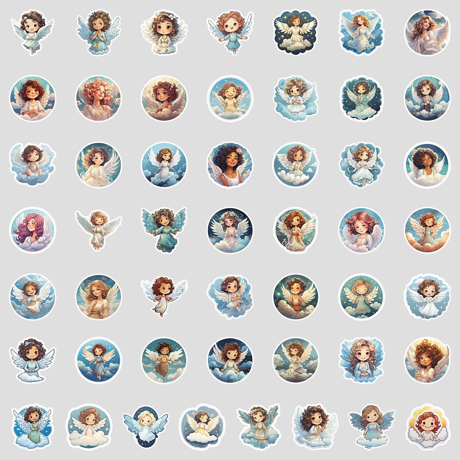 

50 Cute Angel Series Graffiti Stickers for Water Cups, Luggage, Waterproof Decorative Stickers, Creative Stationery Stickers