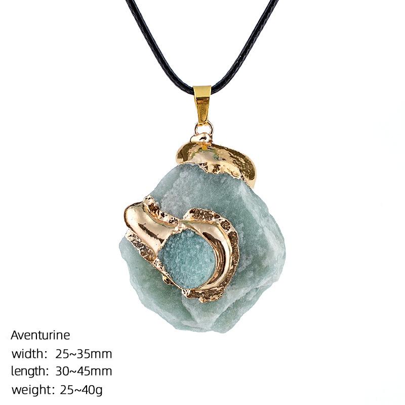 1pc Natural Stone Gold Plated Pendant Necklace Irregular Gilt Snake Shape Link Healing Crystals Stone Necklaces for Women