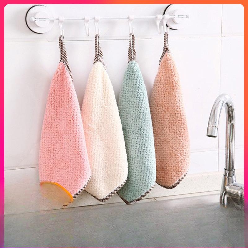 Wall-mounted Coral Velvet Hand Towels Cleaning ClothsDishclothsKitchen Cleaning Cloths Household Non-shedding Absorbent Wipes