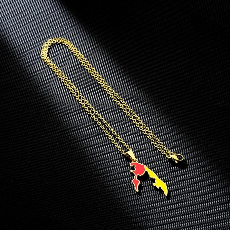 Collana Ciondolo Tamil Eelam Acciaio Inossidabile Mappa Geometrica Charms Collane Gioielli di Moda per Donne e Uomini