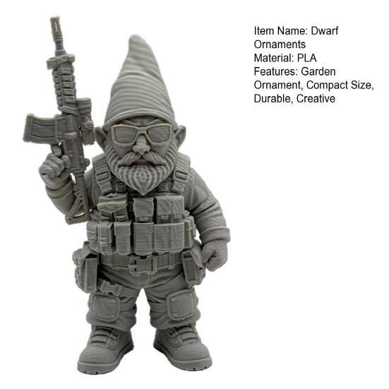 3D Printed Dwarf Soldier Ornament, Waterproof Resin Sun And Rain Resistant Statues, Armed Miniature Figurine for Outdoor Indoor Decor