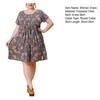 Women Dress Round Neck Short Sleeve Pleated Detail Short Dress Floral Print Flowy Hem Loose Fit Dress Plus Size