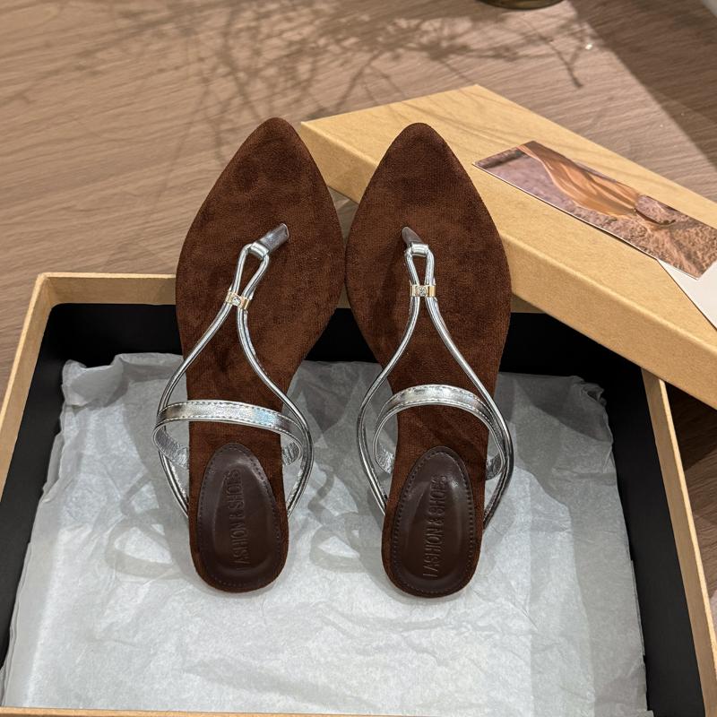 

French Style Two-Way Wear Low Heel Sandals Women s Summer Outdoor Slip-On Thong Flats Korean Version Polyurethane Upgraded Rubbe 40 білий