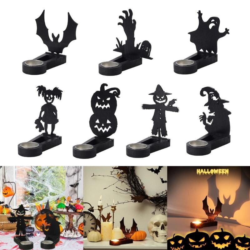 Funny Shadows Stand Wrought Iron Halloween Table Candlestick Decoration Home Ornament Candlelights Dinner Candle Holder