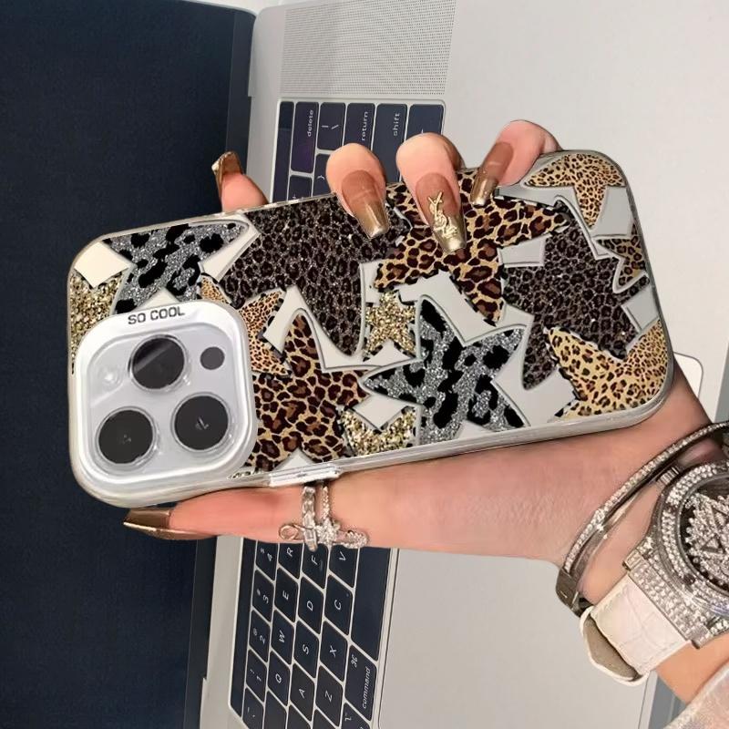 1 Leopard Print Five-Pointed Star Laser Design Imd Vitality Phone Case